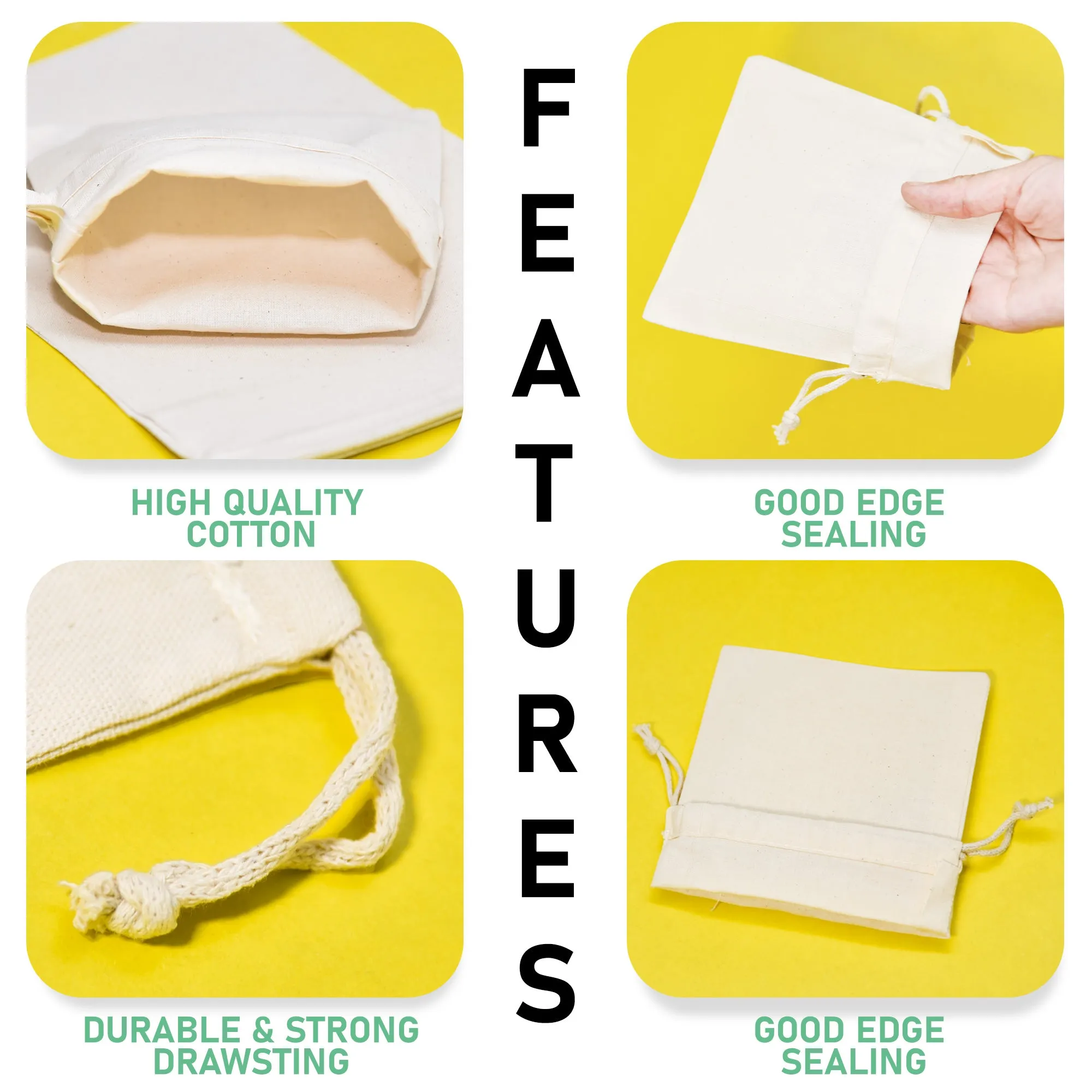 8x12 inch Cotton Double Drawstring Bags