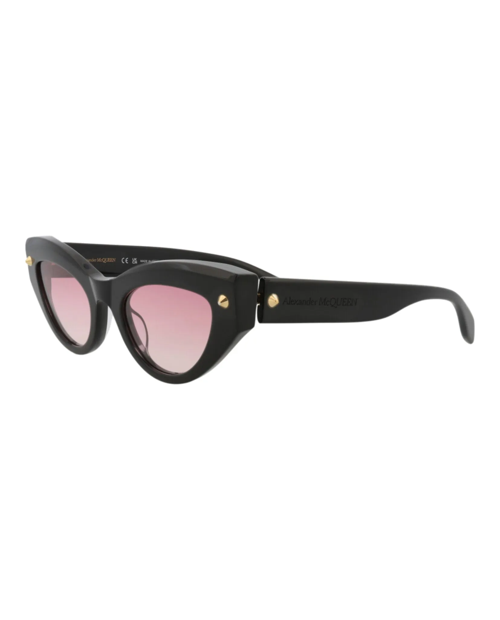 Alexander McQueen Womens Cat Eye Black Black Pink Fashion Designer Eyewear