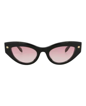 Alexander McQueen Womens Cat Eye Black Black Pink Fashion Designer Eyewear
