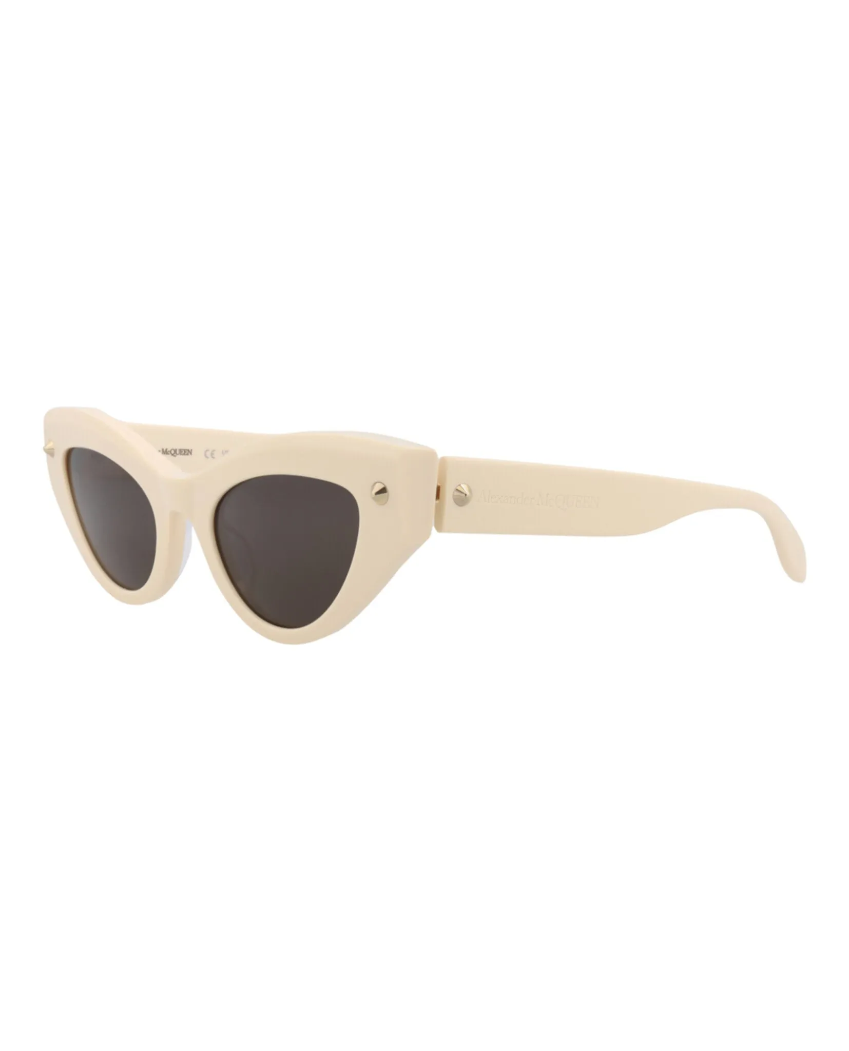 Alexander McQueen Womens Cat Eye Ivory Ivory Grey Fashion Designer Eyewear