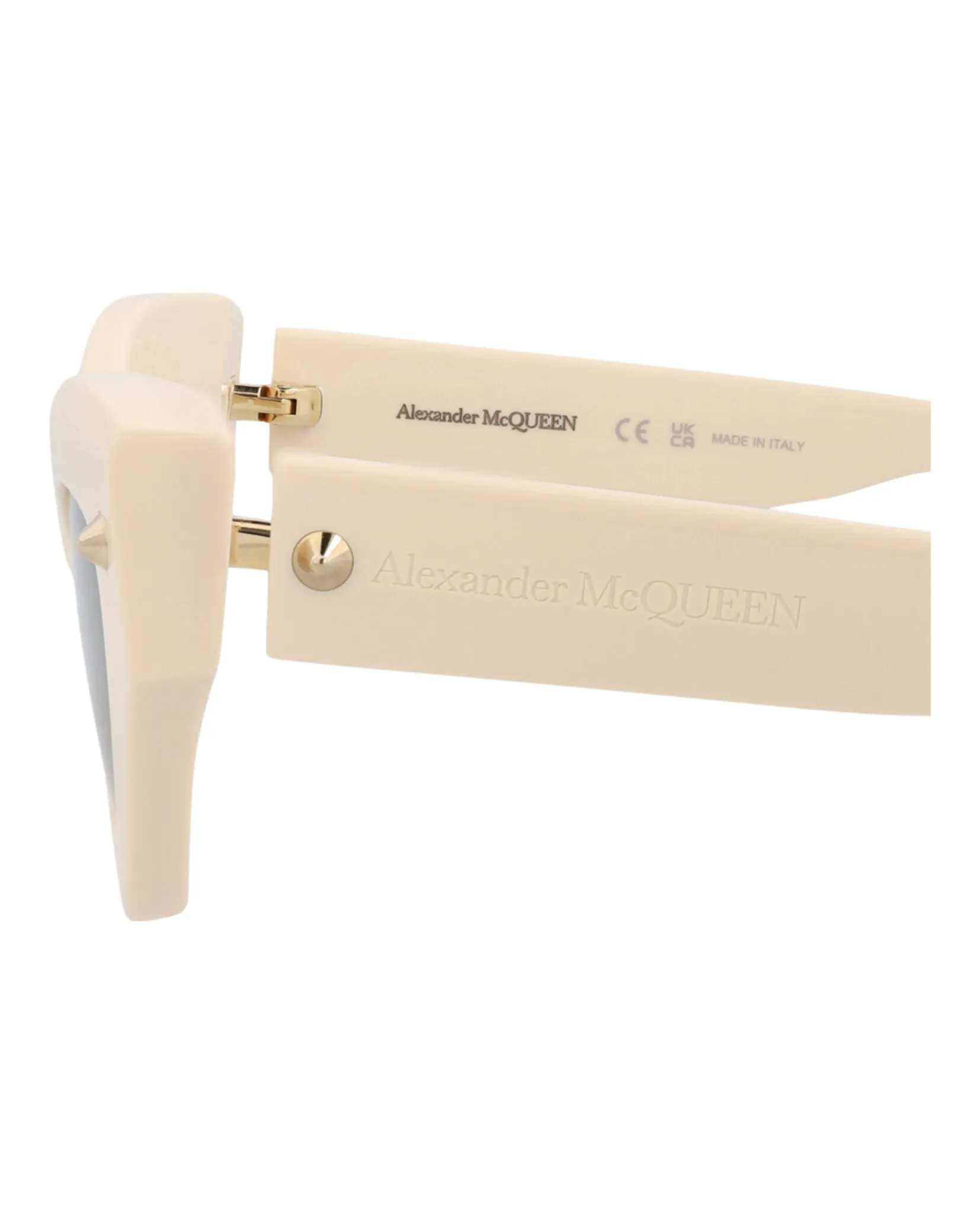 Alexander McQueen Womens Cat Eye Ivory Ivory Grey Fashion Designer Eyewear