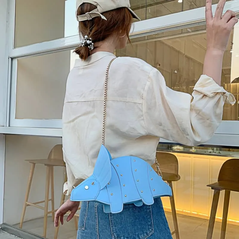 Cartoon Triceratops PU Crossbody Bag