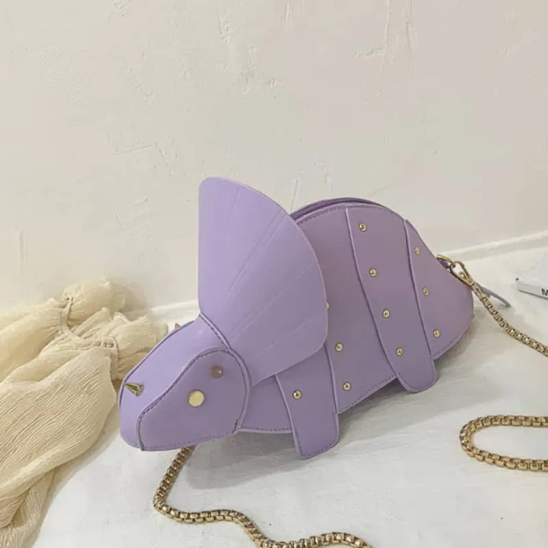 Cartoon Triceratops PU Crossbody Bag