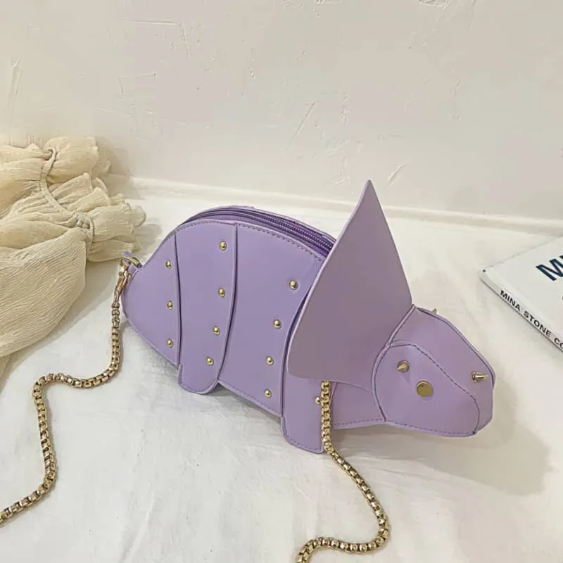 Cartoon Triceratops PU Crossbody Bag