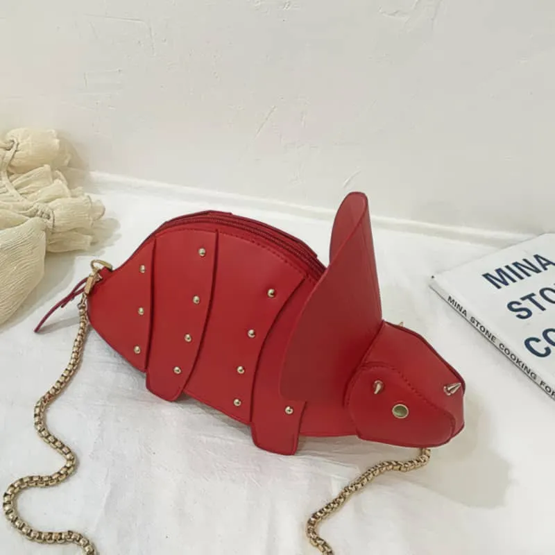 Cartoon Triceratops PU Crossbody Bag