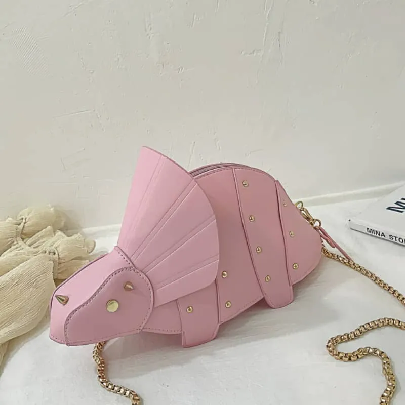 Cartoon Triceratops PU Crossbody Bag