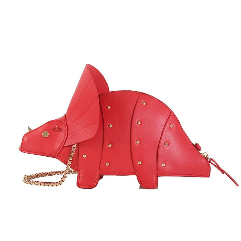 Cartoon Triceratops PU Crossbody Bag