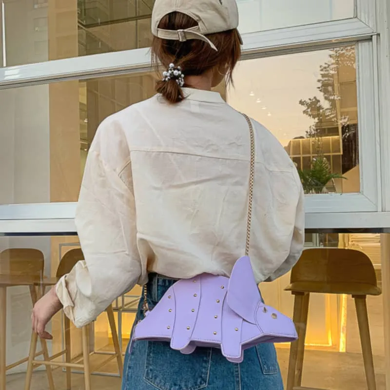 Cartoon Triceratops PU Crossbody Bag