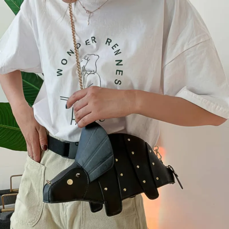 Cartoon Triceratops PU Crossbody Bag