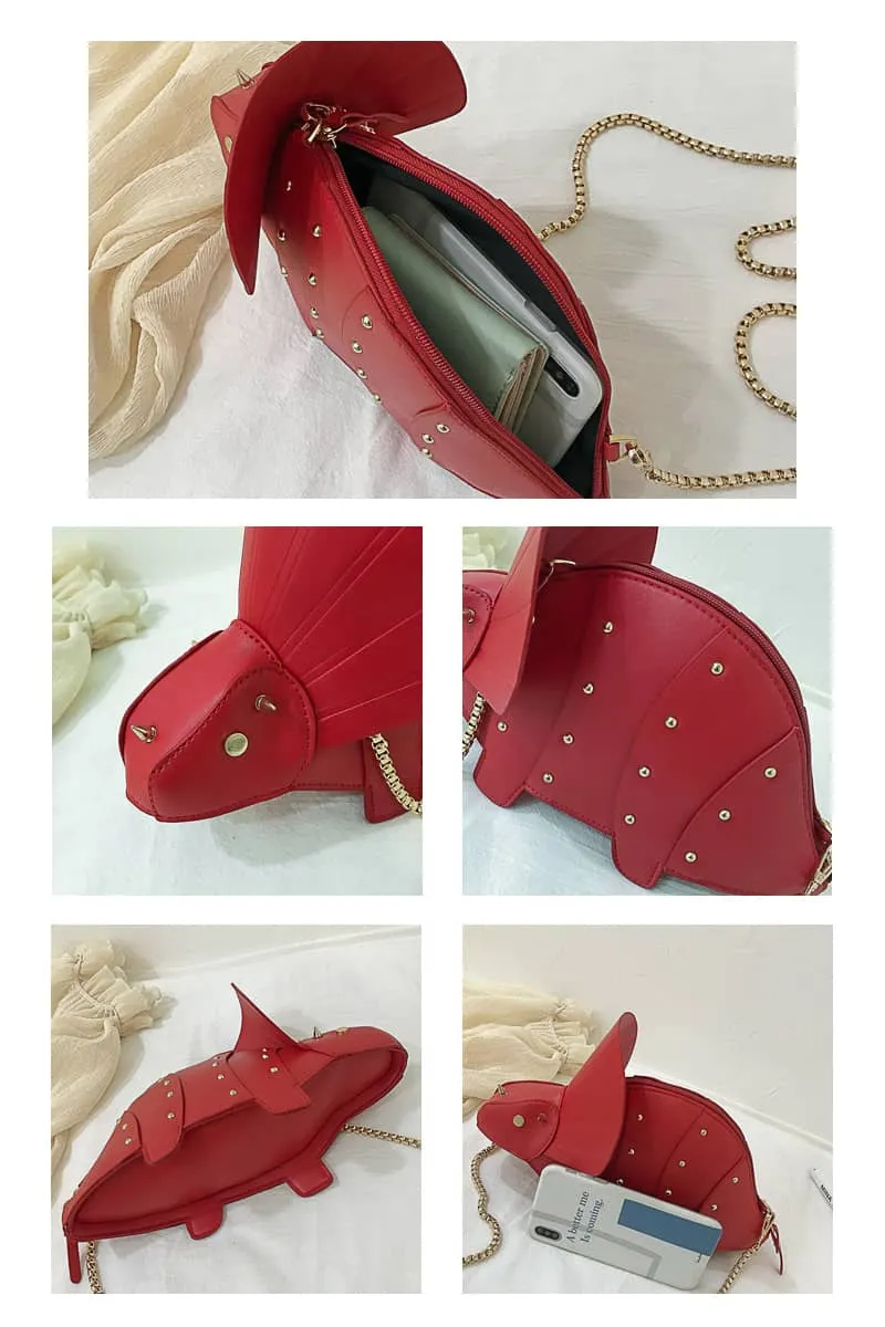 Cartoon Triceratops PU Crossbody Bag