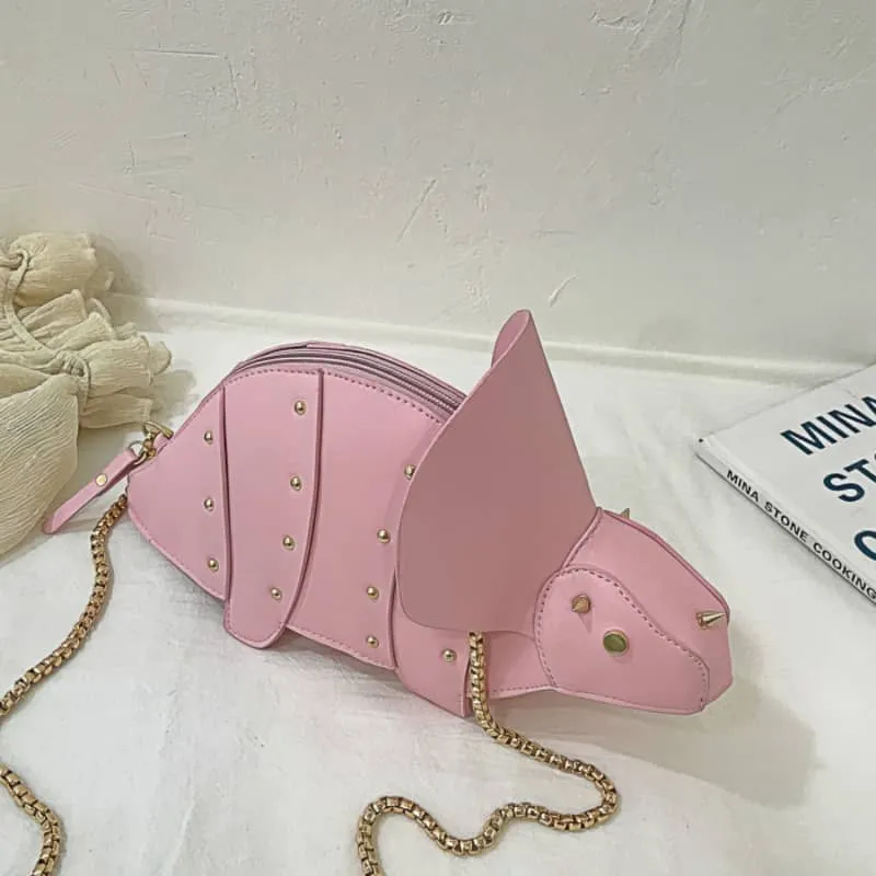 Cartoon Triceratops PU Crossbody Bag