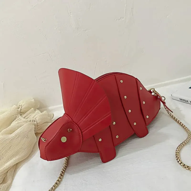 Cartoon Triceratops PU Crossbody Bag