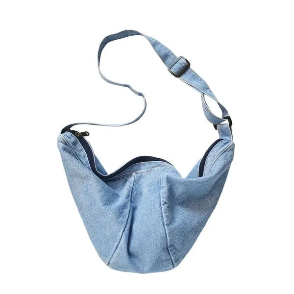 Chic Casual Denim Sling Bag with Adjustable Strap