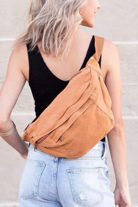 Chic Stylish Solid Oversize Canvas Crescent Fashion Sling Bag