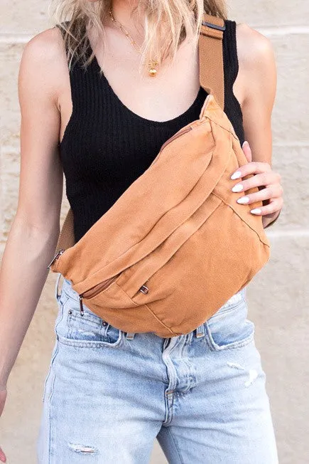 Chic Stylish Solid Oversize Canvas Crescent Fashion Sling Bag