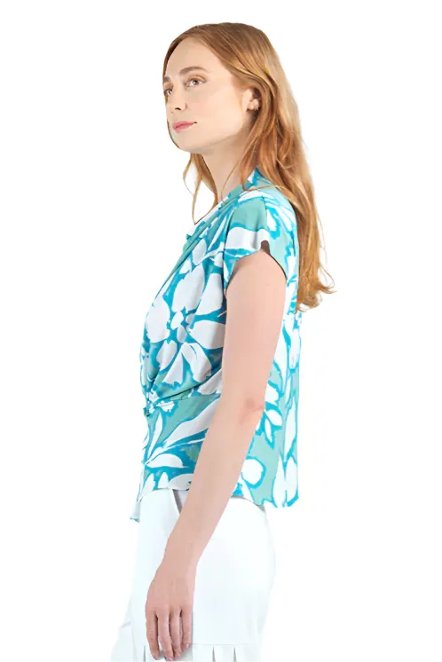 Clara SunWoo Floral Drape Neck Top