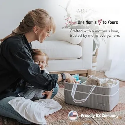 Diaper Caddy Organizer – Portable, Water-Resistant, Gray/Mint
