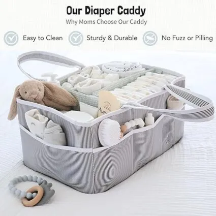 Diaper Caddy Organizer – Portable, Water-Resistant, Gray/Mint