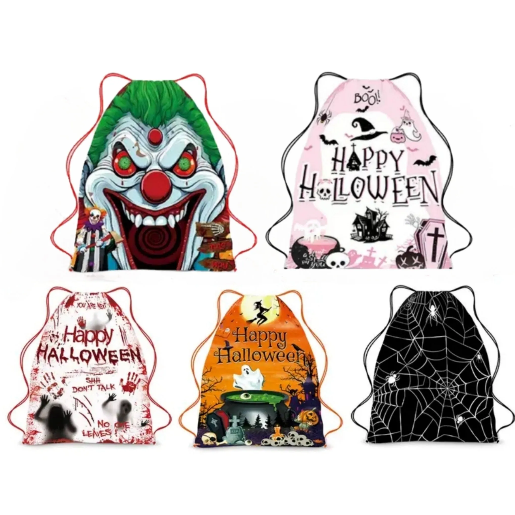 Draw String Backpack | Lightweight 10½"x13" | Halloween Horror Theme Graphic Bag
