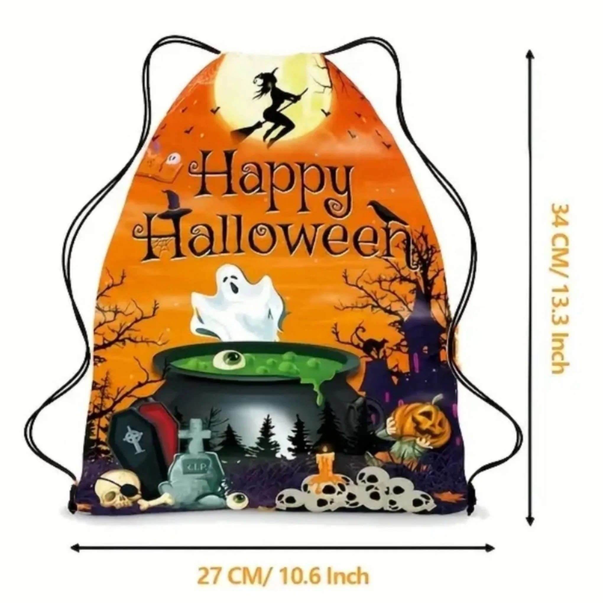 Draw String Backpack | Lightweight 10½"x13" | Halloween Horror Theme Graphic Bag