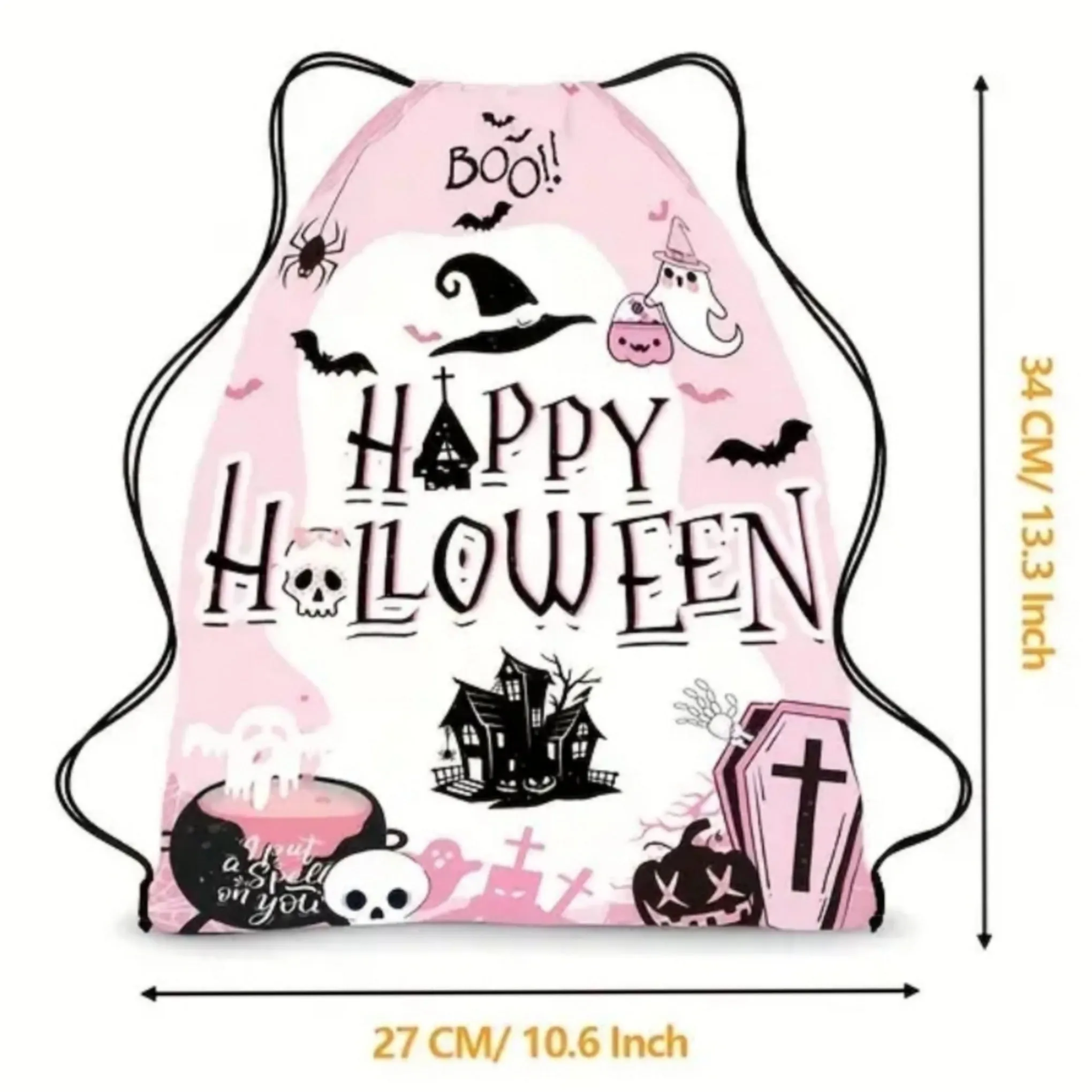 Draw String Backpack | Lightweight 10½"x13" | Halloween Horror Theme Graphic Bag