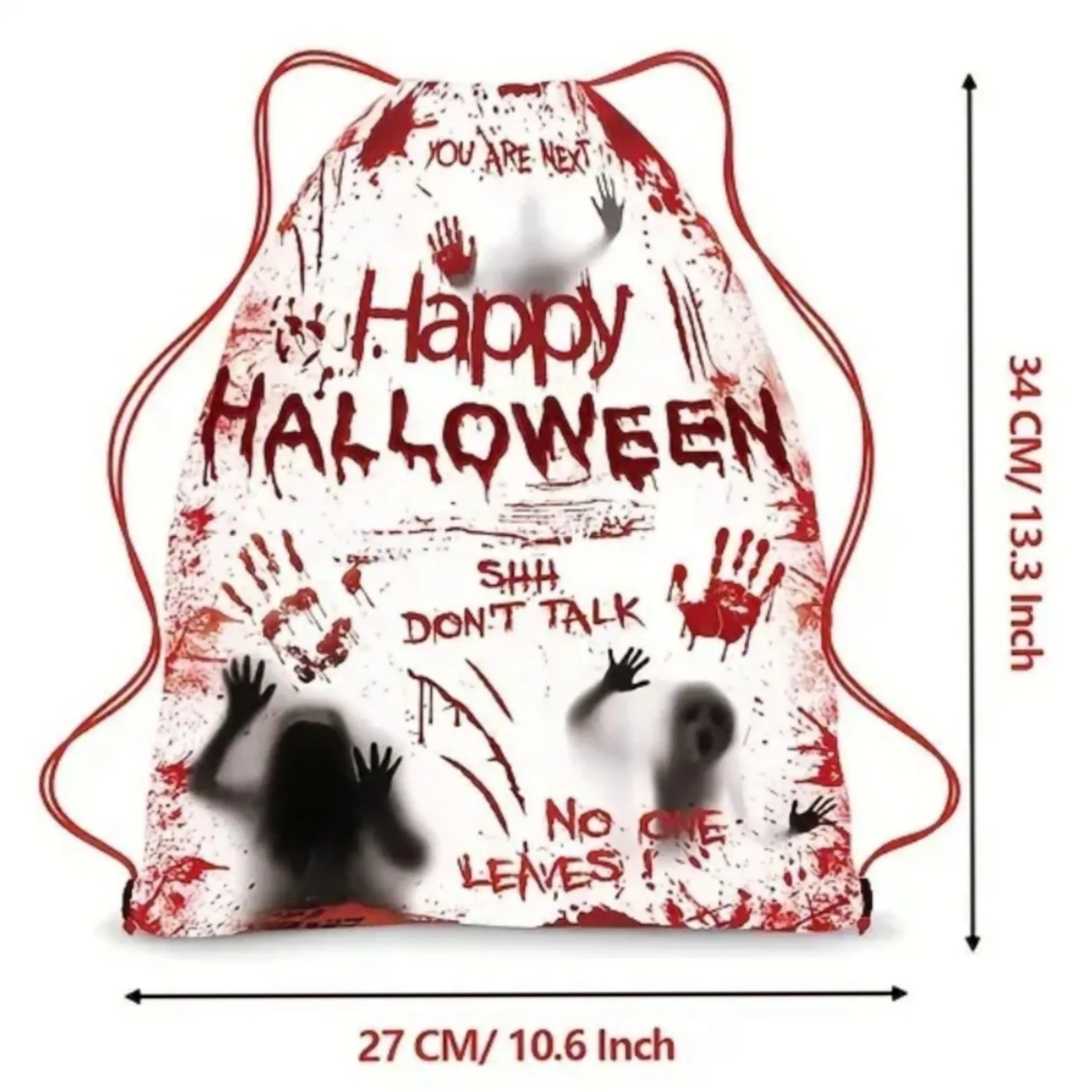 Draw String Backpack | Lightweight 10½"x13" | Halloween Horror Theme Graphic Bag