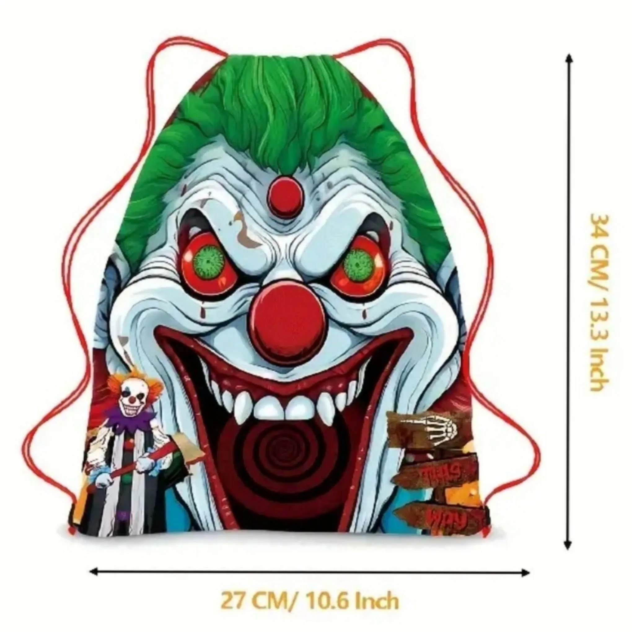 Draw String Backpack | Lightweight 10½"x13" | Halloween Horror Theme Graphic Bag