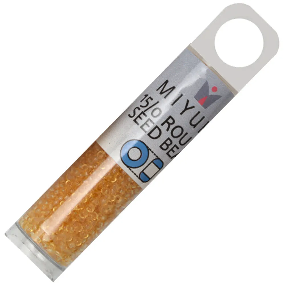 Miyuki Round Seed Beads, 15/0, #9132 Transparent Light Topaz (8.2 Gram Tube)