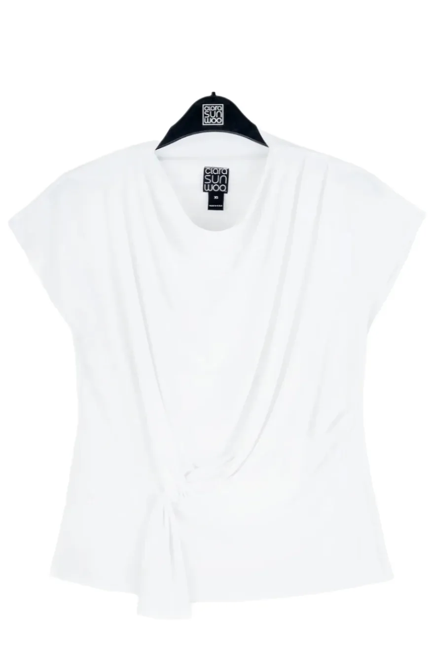 T293 Clara SunWoo Drape Neck Loop Front Top