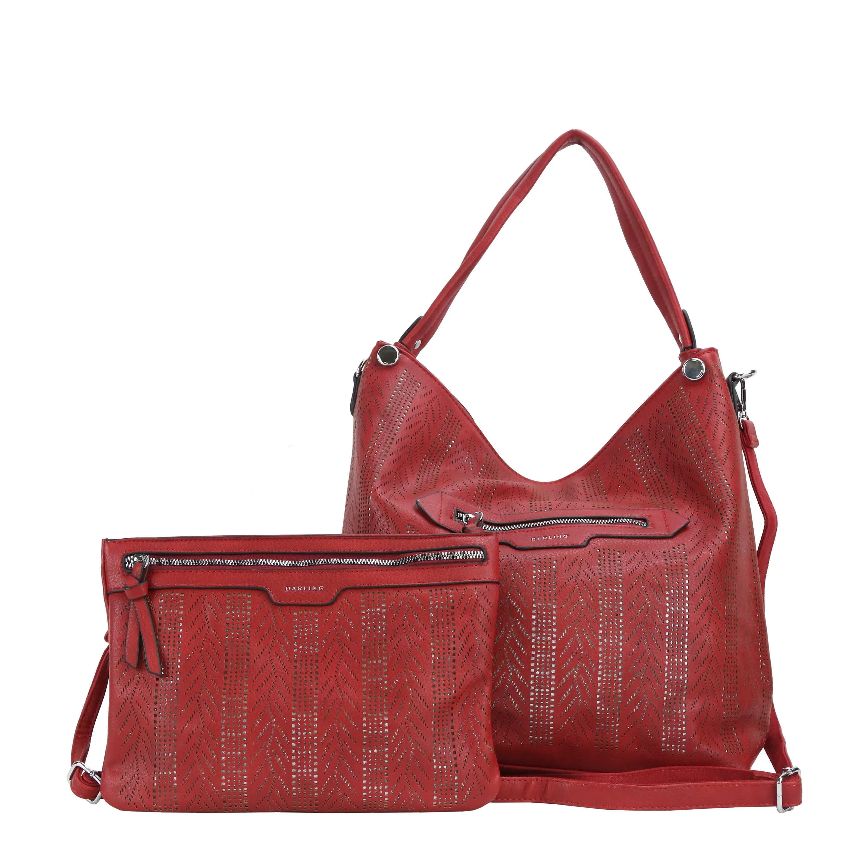 YD-8207 - Hobo   Flat Vegan 2 Bag Set - 5 Colors